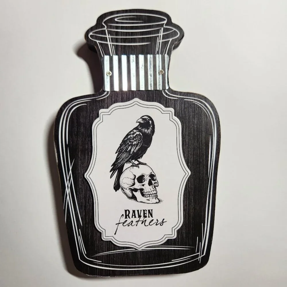 New Set of 3 Halloween Decor Wooden Potions Wood Decorations Bat Blood Witch's B